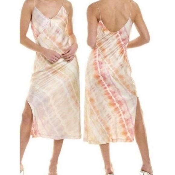 Allsaints Melody Marea Midi Slip Dress Silk Rainbow Pink V Neck Lined Size 6 Y2K - Picture 13 of 16